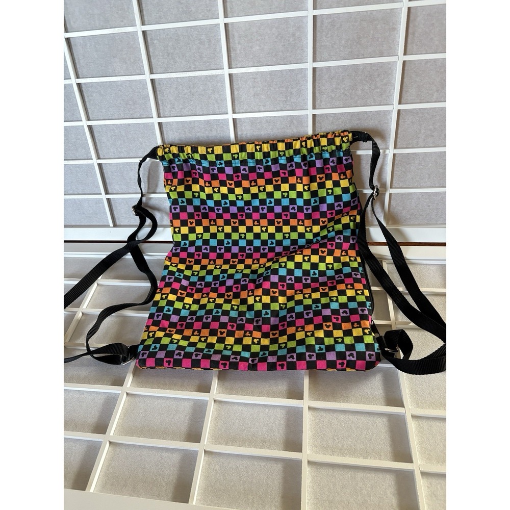 Disney Parks Exclusive Mickey‎ Drawstring Backpack Rainbow/Pride  Adjustable